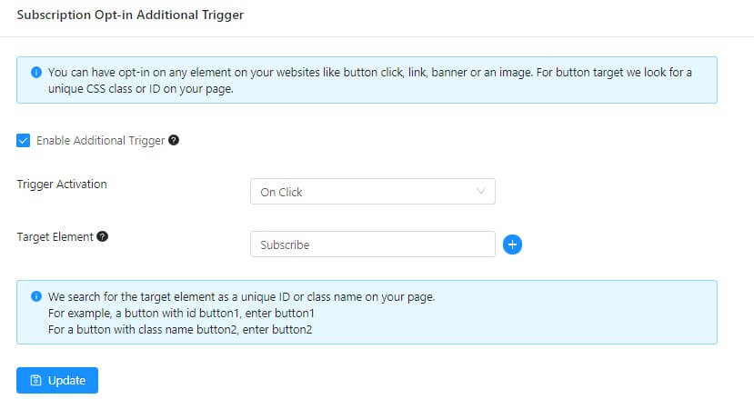 subscription opt-in trigger